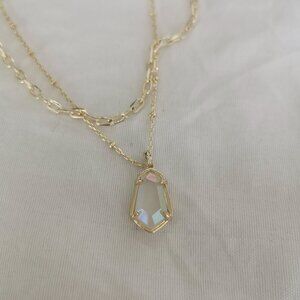 Kendra Scott Alexandria Clear Rock Crystal Gold Necklace